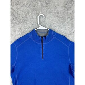 Tommy Bahama Sweater Mens Size XL Reversible Blue Pullover 1/4 Zip